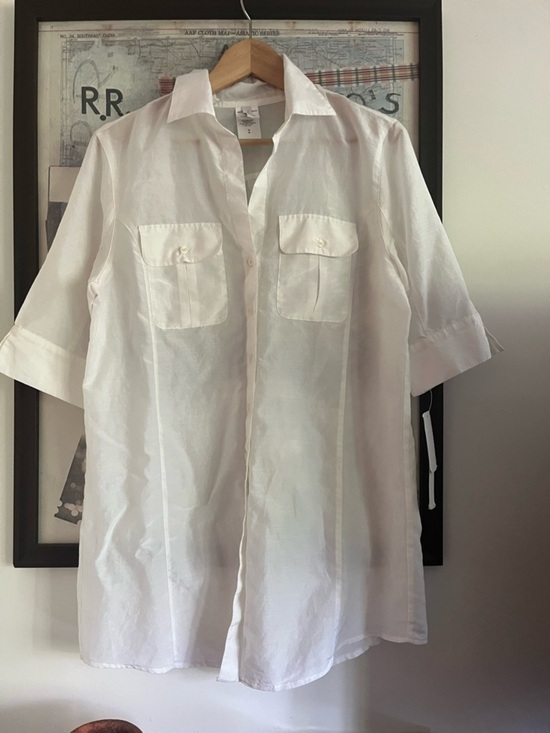 Perry Ellis Tops - NWT Vintage Deadstock Perry Ellis Silk-Cotton Relaxed Fit Ivory Blouse/Tunic M